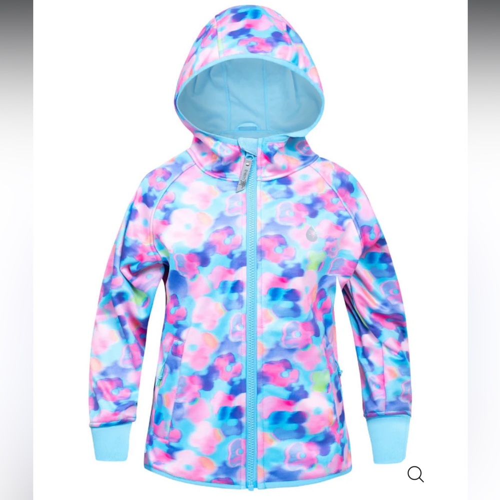 Kids All-Weather Waterproof Hoodie - colorful floral pattern “Electric Floral”